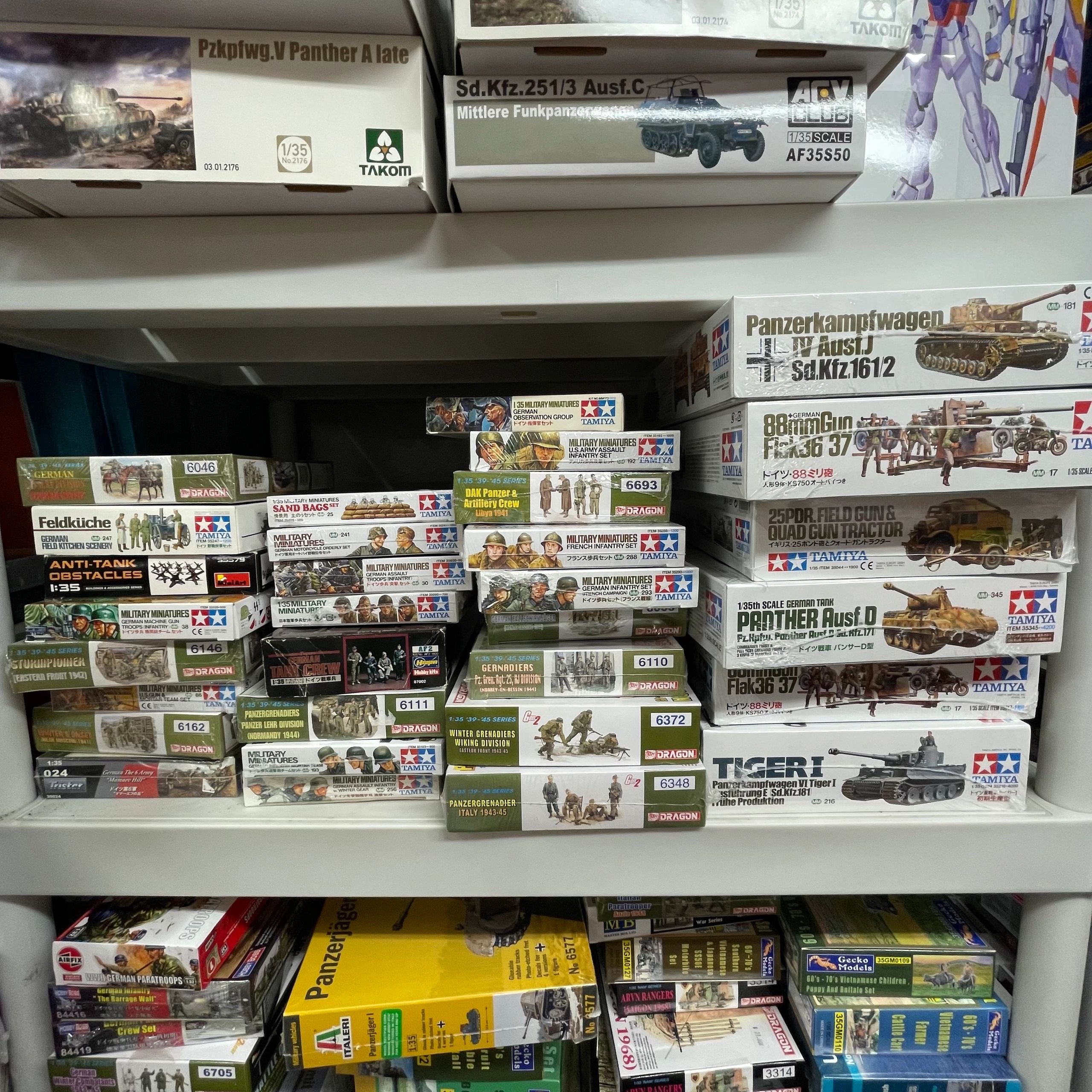 Tamiya model kits on display
